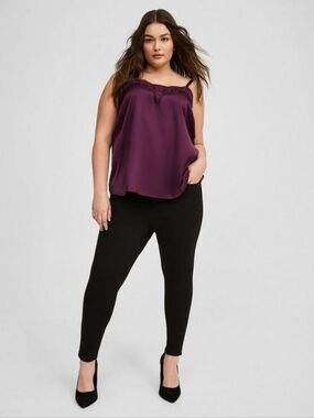 Torrid Sophie Plum Satin Camisole Lace Trim Size 0